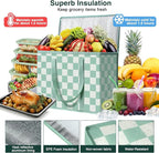 2 Pack Insulated Reusable Grocery Bags, Heavy Duty Warming Large Capacity Collapsible Cooler Delivery Bags for Pizza, Hot and Cold Food, Party Catering