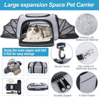 Siivton Airline Approved Pet Carrier, 4-Way Expandable Cat Dog Carrier for Under-Seat Travel, Soft-Sided Portable Pet Bag with Removable Fleece Pad, Fits Small Pets Up to 15 lbs (18"x 11"x 11")
