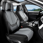Coverado Seat Covers, Car Seat Covers Front Seats, Car Seat Cover, Car Seat Protector Waterproof, Seat Cushion Nappa Leather with Head Pillow, Carseat Cover Universal Fit for Most Cars (Black&Gray)