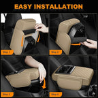 Armrest Cover for Car Fit for Jeep Renegade - Center Console Cover with Cup Holders and 2 Storage Pockets(Beige)