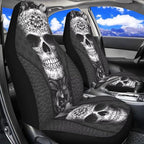 Sugar Skull Car Seat Cover Anti-Slip Back Fabric Soft Automobile Front Seat Covers Easy to Install All-Season Protection Universal Vehicle Accessories