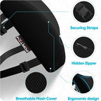 FORTEM Lumbar Support Pillow for Office Chair, Lumbar Support Pillow for Car, Back Rest for Gaming, Memory Foam Pillow, Desk Chair Cushion, Breathable & Washable Cover, Adjustable Straps