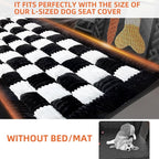 Backseat Pet Bed Mat, Deluxe Dog Seat Covers,Truck Plaid Dog Bed for Car Back Seat, Non-Slip Travel Pet Mat, Back seat Extenders for Car/SUV (for L-Black/White)