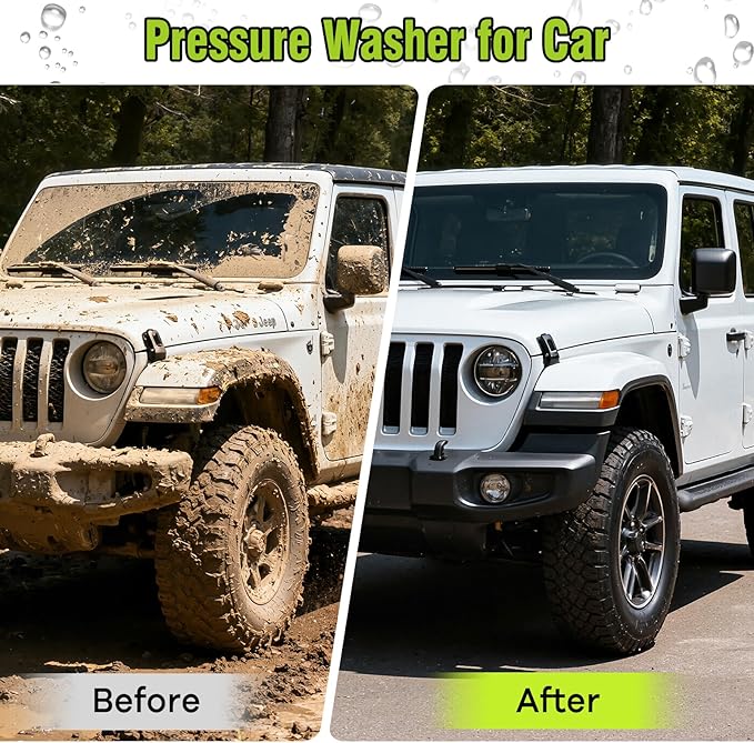 Pressure Washer, Portable Power Washer, 4 Quick Connect Nozzles, High Pressure Cleaning Machine for Car Fence Driveway Patio Washing and More