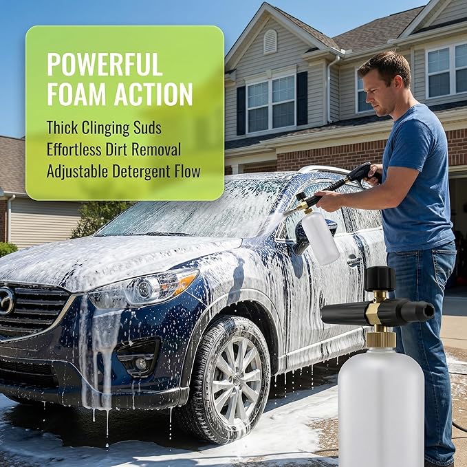 Foam Cannon for Sun Joe SPX Series Electric Pressure Washers,Replacement for SPX-FC34-PRO, 34 Oz, Adjustable Spray Nozzle