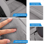 AOOG Fuzzy Car Seat Covers, Heated Bench Back Cushion Protector for Cars SUV Trucks(Front Pair,Grey)