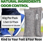 Marsheepy 12 Pack Charcoal Shoe Deodorizer Bags, Bamboo Charcoal Air Purifying bags, Odor Absorber, Odor Eliminator for shoes, Home, Closet, Pet