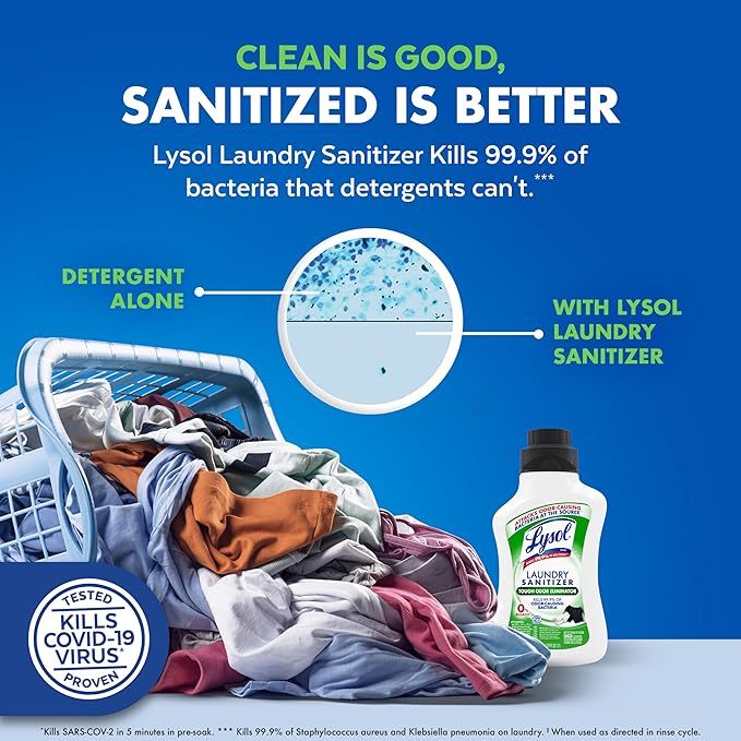 Lysol Tough Odor Eliminator Laundry Sanitizer Additive, Sanitizing Liquid for Gym Clothes and Activewear, 0% Bleach, Eliminates Odor Causing Bacteria, 41oz