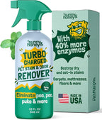 Sunny & Honey Turbo Pet Stain and Odor Remover - 40% More Enzymes - Enzyme Cleaner for Dog Urine and Poop on Carpets and Furniture - Pet Carpet Cleaner Spray (32fl oz Mint)
