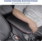 Center Console Cover for Toyota RAV4 2019-2025, Upgraded PU Leather Armrest Cover for RAV4 Adventure/Hybrid/XLE/LE/Limited/TRD Off-Road/Premium/XLE Premium (Red Stitching)