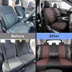 coverdream Rav4 Seat Covers Custom Fit for 2013-2018 Toyota Rav4 LE,Full Coverage Polyester Car Seat Protector(Full Set,Black & Wine)
