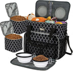 BAGLHER Dog Travel Bag, Pet Travel Bag (ALL Pet Travel Supplies), With 2 Pet Food Containers and 2 Collapsible Silicone Bowls; Essential Kits for Travel DLblack