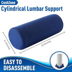 Lumbar Roll Support Pillow for Office Chair, Car, Gaming Chair, Memory Foam Back Cushion with Washable Cover for Relieving Back Pain & Improving Posture,Blue