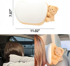 Cute Car Headrest Pillow 2PCS Bear Bunny Car Seat Neck Pillow Memory Foam Neck Support Cushions for Comfortable Driving Easy Install & Washable (Pink+Brown)