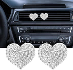 2PCS Bling Air Vent Clips, Heart Shaped Crystal Air Conditioning Outlet Clip, Girl Car Accessories Air Vent Clip Universal for Most Car, Truck, SUV