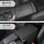 Amiss Car Center Console Cover, Upgraded Leather Car Armrest Cushion with 2 Storage Pockets, Universal Waterproof Cushion Pad, Non-Slip Car Interior Accessories, Fits Most Sedans SUVs Trucks (Gray)