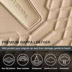 Coverado Front Seat Covers, 2 Pieces Universal Seat Cover for Cars, Breathable Nappa Leather Waterproof Car Seat Cover, Car Seat Protector, Driver Seat Cover, Auto Seat Covers Fit for Cars, Beige