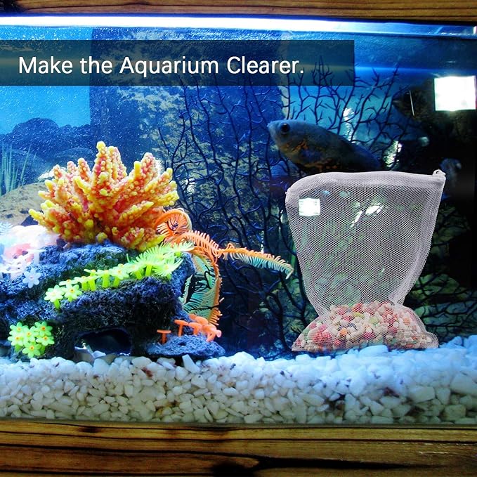 20 Pieces Aquarium Filter Bags Fish Tank Media Mesh Filter Bags Net Bag with Zipper for Charcoal Pelletized Remove Activated Carbon, Biospheres, Ceramic Rings