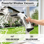 Window Vacuum Squeegee Cordless, Electric Window Cleaner Tool with Water Collection Tank, Window Cleaning Kit Shower Squeegee for Glass Doors, Windows, Mirrors, Car
