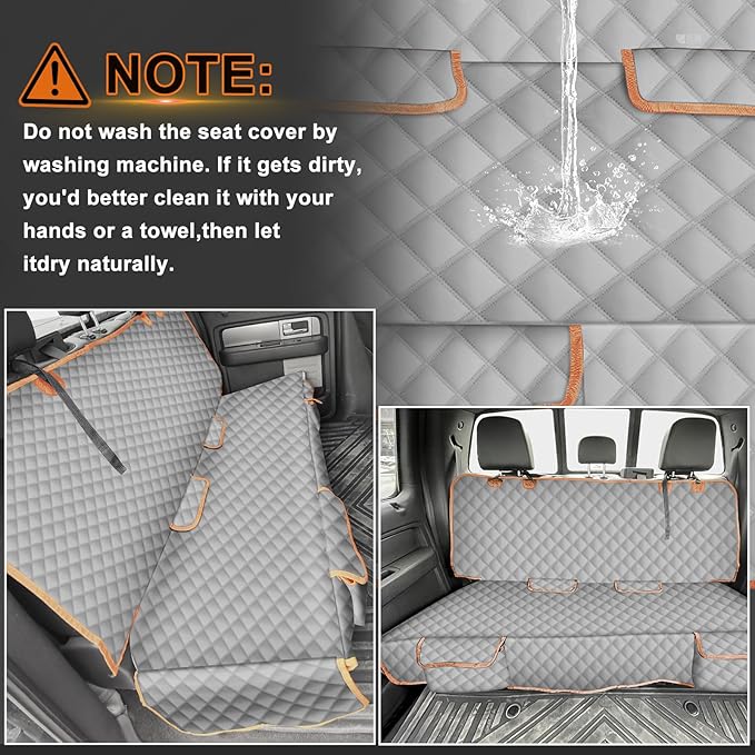 sportuli Dog Truck Rear Seat Cover Replce for Toyota Tacoma/Ford Ranger/Chevy Colorado, 600D Oxford Cloth Heavy Duty Waterproof Non Slip Pet Truck Back Bench Seat Cover, Fit for All Mid-Size Trucks