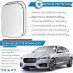 EzyShade Windshield Sun Shade with Shield-X Reflective Technology. See Vehicle Size-Chart. Foldable Car Sunshade for Front Windshield Window Car SUV Van Truck. Sun Visor Heat Shield. Max (L) Size