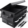 HOTOR Car Trunk Organizer - Foldable Trunk Organizer for SUV, Car Storage with Reflective Strips & Securing Cover, Large Capacity Car Accessories for Truck, Van & Sedan, Black, 24.4" x 13.8" x 11.0"