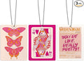 Cute Coquette Pink and Orange Air Freshener for Car, Preppy Butterfly Queen Card Guest Check Air Freshener Hanging 3 Pcs for Cars Closet Drawer or Books, Girly Car Mirror Decor for Women