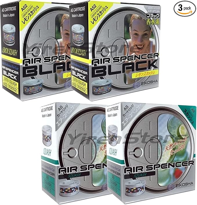 Eikosha Air Spencer 2X Lemon Squash (A52) and 2X Squash scent (A9), Heavy Duty, Last Long, JDM Japan Car Air Freshener