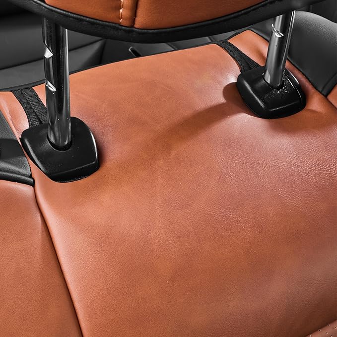 for Ford Mustang Convertible Seat Cover 2015 2016 2017 2018 2019 2020 2021 2022 2023 2024 2025 2026 Custom Fit Seat Cover Full Set (Convertible-Brown+Black)