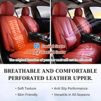 Coverado Seat Covers, Car Seat Covers Front Seats, Car Seat Cover, Car Seat Protector Waterproof, Car Seat Cushion Nappa Leather, Red Seat Covers Carseat Cover Universal Fit for Most Cars