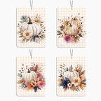 Fall Pumpkin Car Air Freshener 4 Pcs, Watercolor Floral Scented Hanging Decor for Women, Vehicles Home Office, Autumn Harvest Mirror Accessory Gift