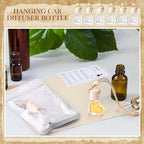 Boao 100 Sets Hanging Car Air Freshener Diffuser Bottles with Instruction Card and 4 x 6'' Resealable Holographic Bag for Empty Car Essential Oil Perfume Bottles Packaging (Heart)