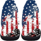 Car Seat Covers Set Front Seats Only 2 Pack Universal Fit Most Truck SUV Vans Auto Accessories Interior Cushion Protector（Creative American Flag Print 2）