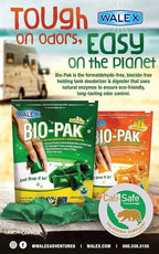 Walex Bio-Pak Black Holding Tank Deodorizer & Waste Digester Drop-Ins - Advanced Enzyme Formula for Rapid Breakdown of Waste & Paper, Removes Odors & Cleans Tank; Tropical Breeze, 10-Pack