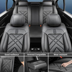 CX-3 Car Seat Covers Custom Fit for Mazda CX-3 2016-2021, Full Coverage Premium Leather Waterproof Breathable Seat Covers, Automotive Seat Protectors, Airbag Compatible(Full Set Seats, Black)