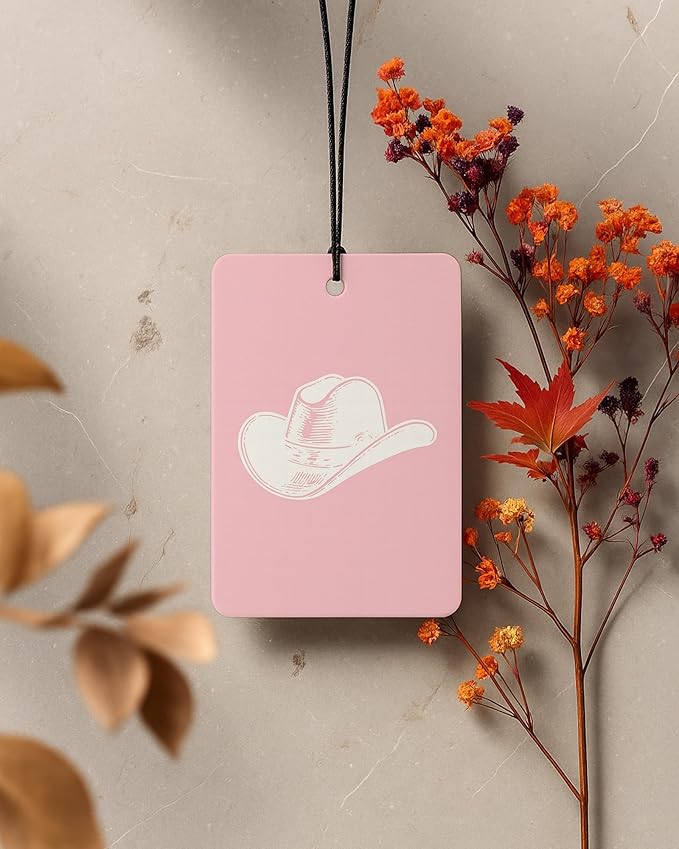 Pink Western Car Air Freshener 4 Pcs Coconut Scented, Coquette Preppy Pink Cowgirl Car Accessories Mirror Decor for Women, How Lucky are We Hanging Air Freshener for Cars Closet Drawer Books
