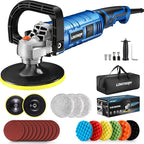 LDHTHOPI Buffer Polisher Kit for Car - 6/7 Inch Rotary 1600w Polisher Buffer Waxer,7 Variable Speed 1000-3500rpm,Detachable Handle Buffing Machine for Car, Boat Sanding, Polishing Waxing, Blue 3