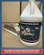 Unchained Urine Stain & Odor Remover – Cleaner for Dog & Cat, Pet Odor Eliminator on Carpet & Furniture, Industrial Strength Urine & Feces Neutralizer, Sweet Breeze – 1Gallon