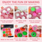 MUBYOK M538 Scented Car Vent Freshie Supplies Starter Kit,DIY 9 Car Air Fresheners with 250g Midnight Ice Aroma Beads,2 inch Circle Silicone Molds,Vent Clip,Glitter & CardStock