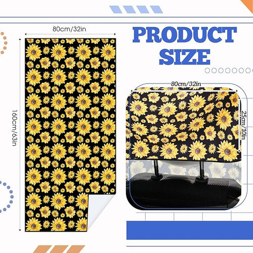 2 Pack Car Seat Towel Covers with Storage Bag 63 x 32 Inch Athletic Running Towel Seat Sweat Washable Non Slip Cover Gift for Car Outdoor Sport Activities (Sunflower)