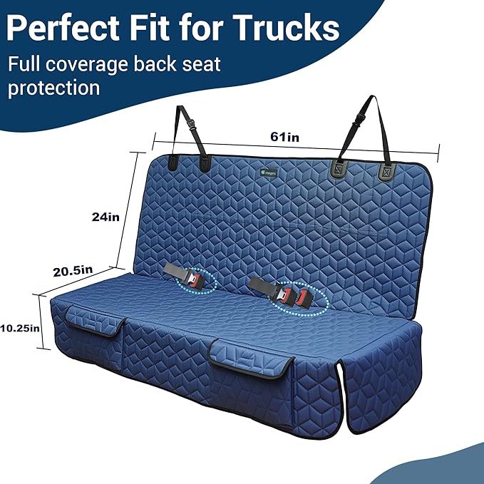 Dog Car Seat Covers for Back Seat, Heavy Duty Pet Bench Seat Covers for Trucks Waterproof Protector Back Seat Nonslip Dogs Car Seat Covers for Crew Cab/Ford F-Series/Ram 1500/Sierra/Silverado