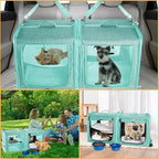 Suertree Large Cat Carrier for 2 Cats with Zipper Locks, Double Cat Carrier with Travel Litter Box, Soft Pet Travel Carrier for Cats and Small Dogs Up to 45 Lbs, Green