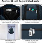 Small Gym Bag Carry On Bag - 12 in Mini Duffle Bag Lightweight for Overnight Travel（Navy Blue）
