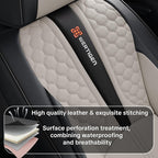 Black and Grey PU Leather Car Seat Covers - Luxury Waterproof Car Seat Covers with Lumbar Support, Non-Slip Base, Airbag Compatibility, Easy Installation and Cleaning