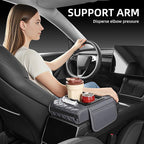 5 in 1 Car Center Console Cover, Armrest Pad with 2 Storage Pockets, Cup Holder, Tissue Box Slot, Phone Holder, Universal Car Interior Organizer (Gray)