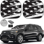 Autoamerics 2-Piece Windshield Sun Shade - B&W USA Flag Foldable Car Front Window Sunshade for Most Cars SUV Truck Heat Blocker Visor Protector Blocks Max UV Rays and Keeps Your Vehicle Cool - Medium