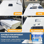 RV Roof Coating White, Wadities Waterproof Solar Reflective Sealant, Flexible RV Roof Sealant for Campers, Trailers, Motorhomes, Metal Buildings and Leak Repairs - 1 Gallon
