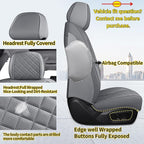 Chezope Car Seat Covers Full Set, Grey Leather Seat Covers, Breathable Front and Back Car Seat Protectors, Wear-Resistant Seat Covers Universal Fit for Most Cars SUV Truck (Grey-Diamonds, Full Set)