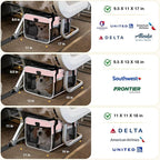 Lekereise Top-Expandable Pet Carrier 18x11x11Inch Delta American United Airline Approved Soft Sided Underseat to 15lbs Travel Carriers for Small Dogs Cats with Locking Safety Zippers Anti-Scratch Mesh