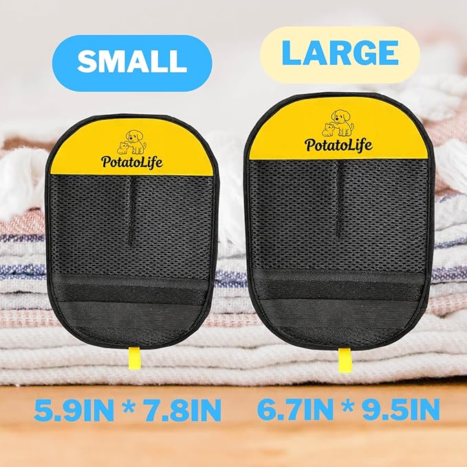 PotatoLife Pet Hair Removal Glove Upgraded Reusable Electrostatic Washable Fur Remover for Dogs Cats, Grooming Mitt for Couch, Sofa, Furniture, Carpet, Clothing and Car Seat, Large, 1PCS